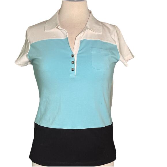Jones New York Tops - Jones New York Signature Women’s Small Polo Blue and White Shirt Sleeve-NWT Flaw